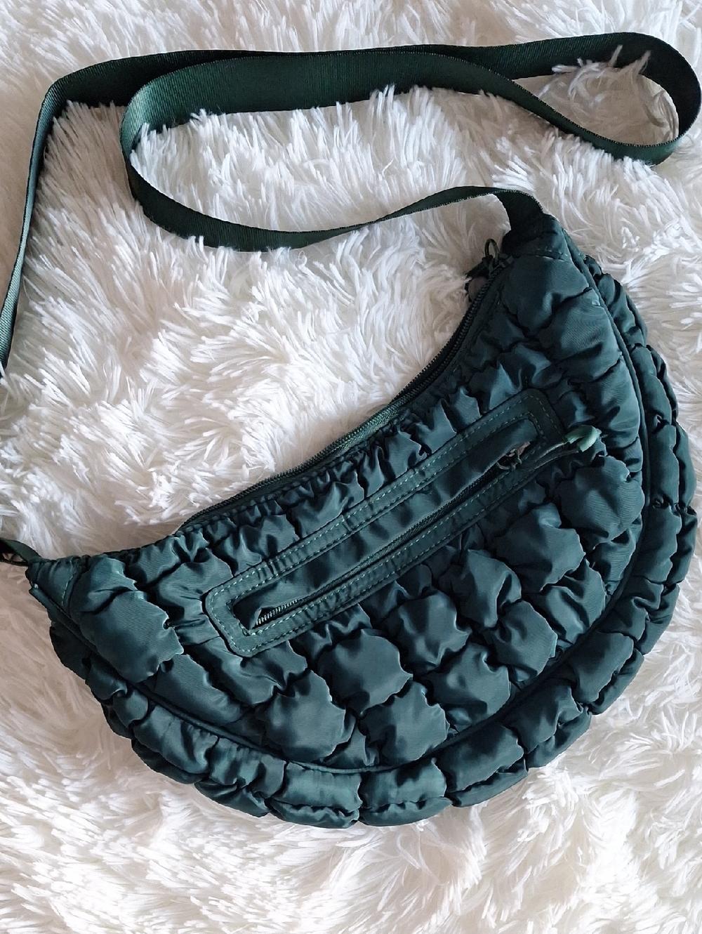 Wild Fable Quilted Puffy Crescent Crossbody Bag in Dark Green